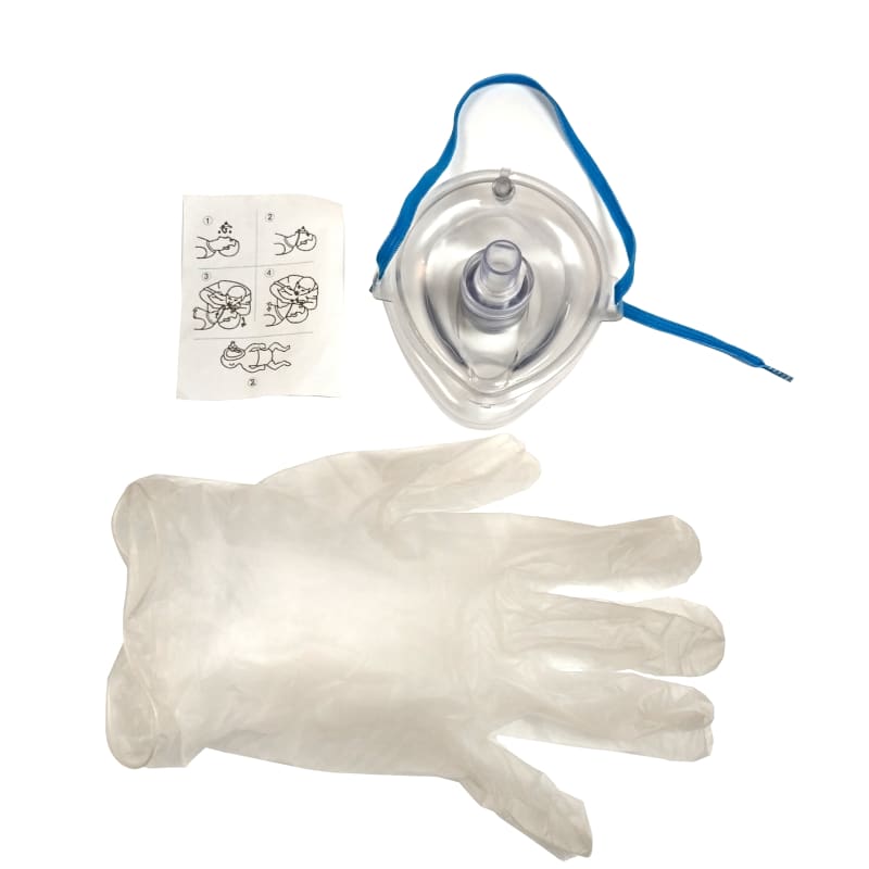 Masque de poche RCR dans un sac en polyéthylène avec gants