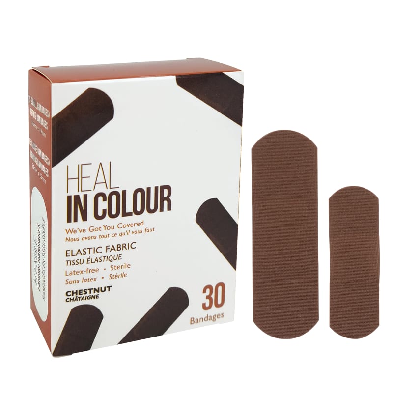 Heal In Colour Fabric Adhesive Bandages, Chestnut (30 pack)