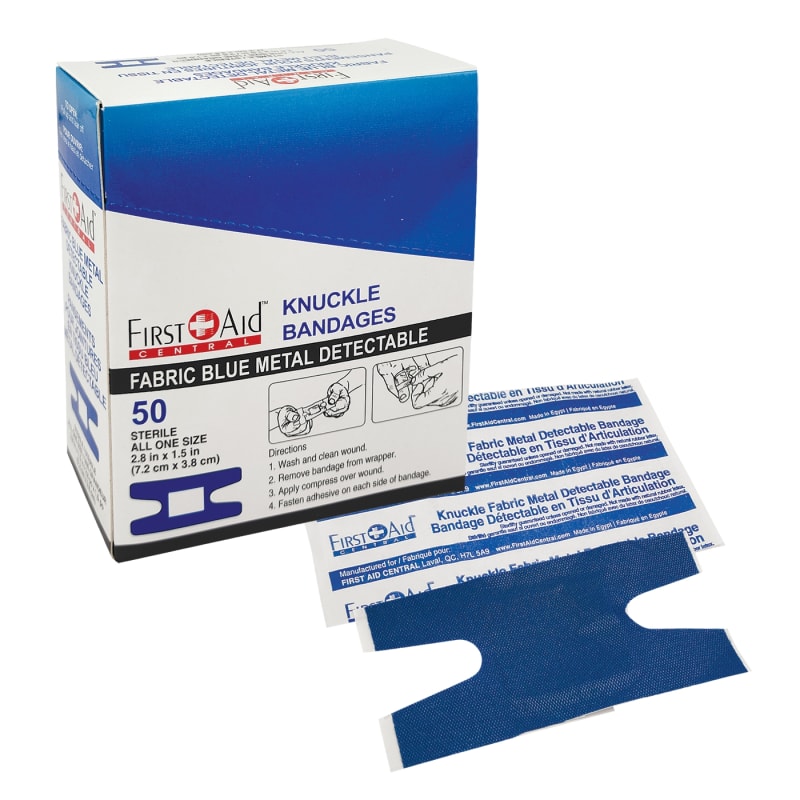 Blue Metal Detectable Fabric Bandages Knuckle (50)