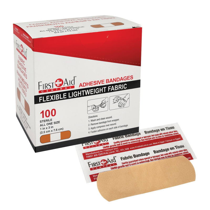 Fabric Adhesive Bandages Light Weight 1"x3" (box of 100)