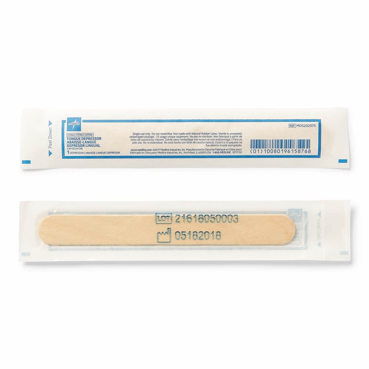 Medline Sterile Tongue Depressor, 6" (Box of 100)