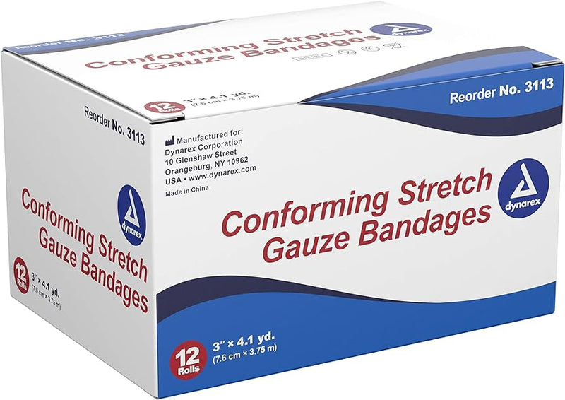 Dynarex Stretch Gauze Bandage, Sterile (2", 3", or 4") - 12/Box