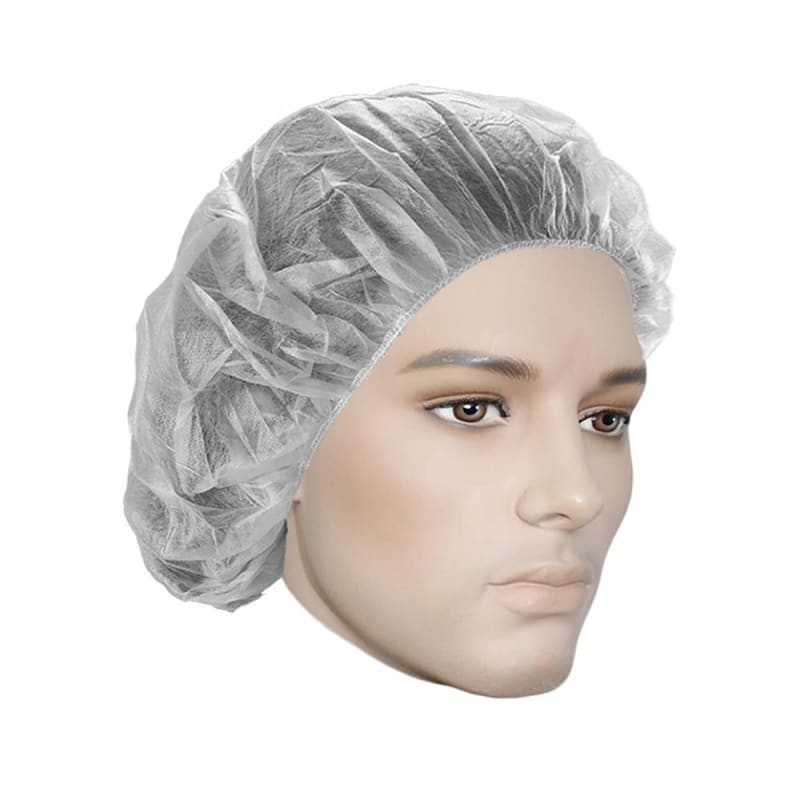 Bouffant Caps, Non-Woven, Polypropylene, 18", White (pack of 100)