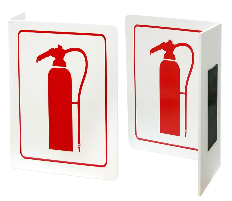 Fire Extinguisher Sign - Projecting Safety Sign "L" shape - RED
