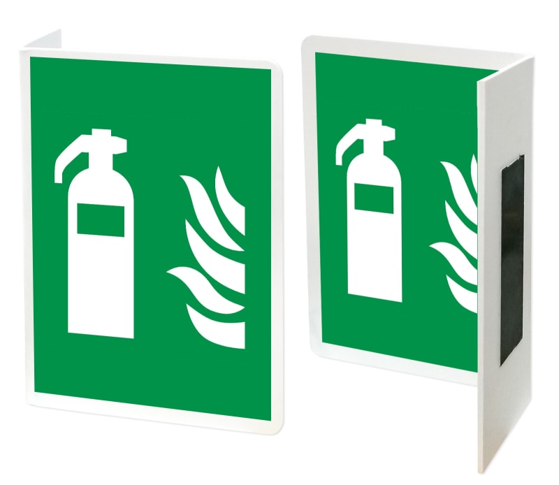 Fire Extinguisher Sign - Projecting Safety Sign "L" shape - GREEN