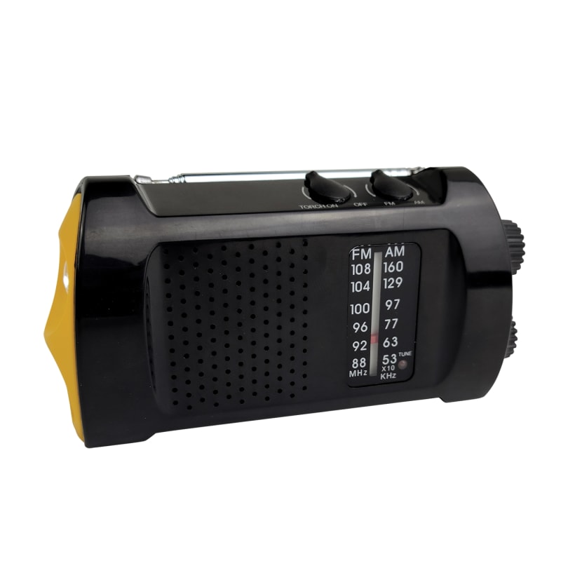 Radio à manivelle d'urgence avec lampe de poche