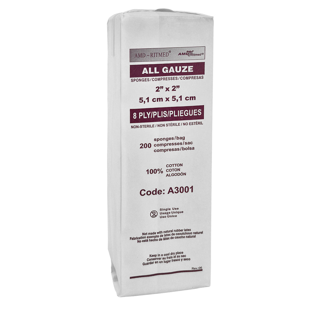 Amd Ritmed Shop AMD-Ritmed GAUZE Sponges (pack of 200) - 5.1 x 5.1cm, (2