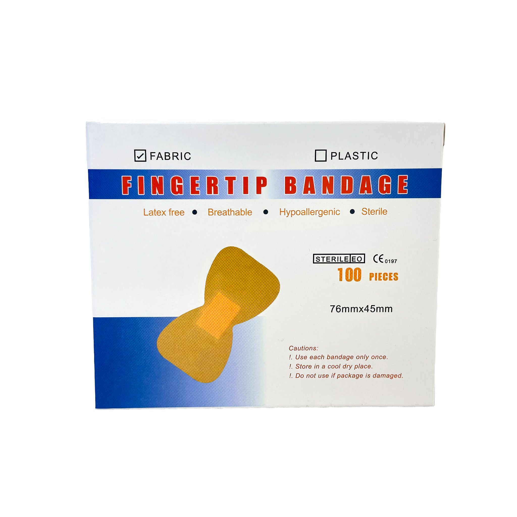 Fabric Fingertip Bandage, LG, 4.4 x 7.6cm - Box 100