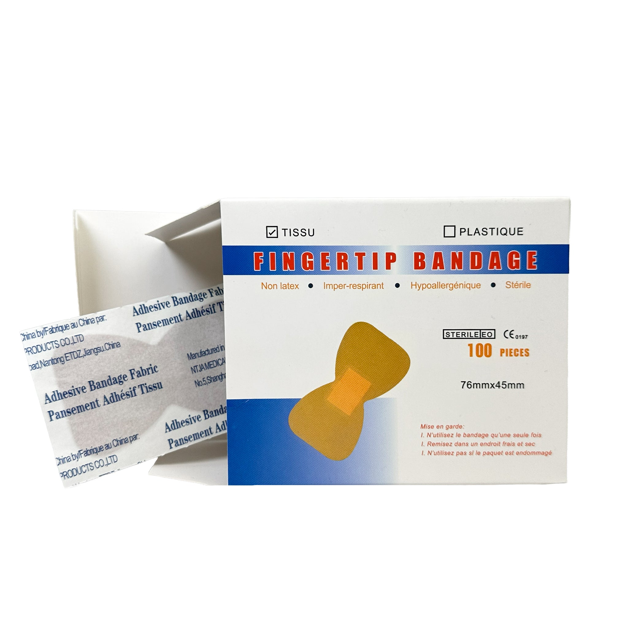 Fabric Fingertip Bandage, LG, 4.4 x 7.6cm - Box 100