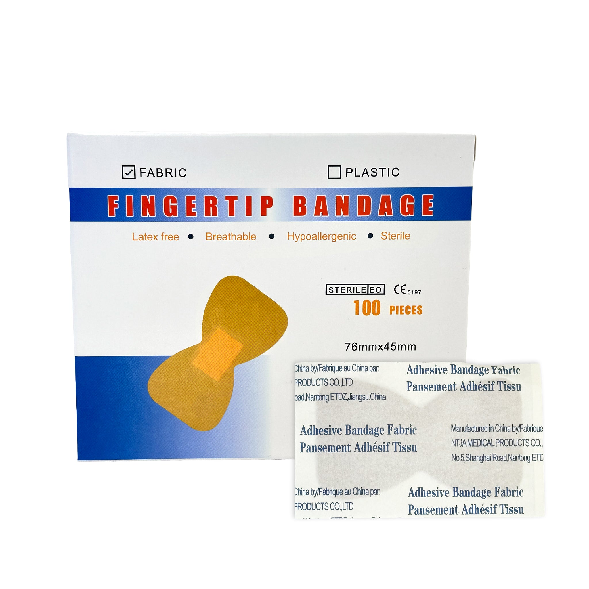 Pansements en tissu pour le bout des doigts, LG, 4,4 x 7,6 cm - Boîte de 100