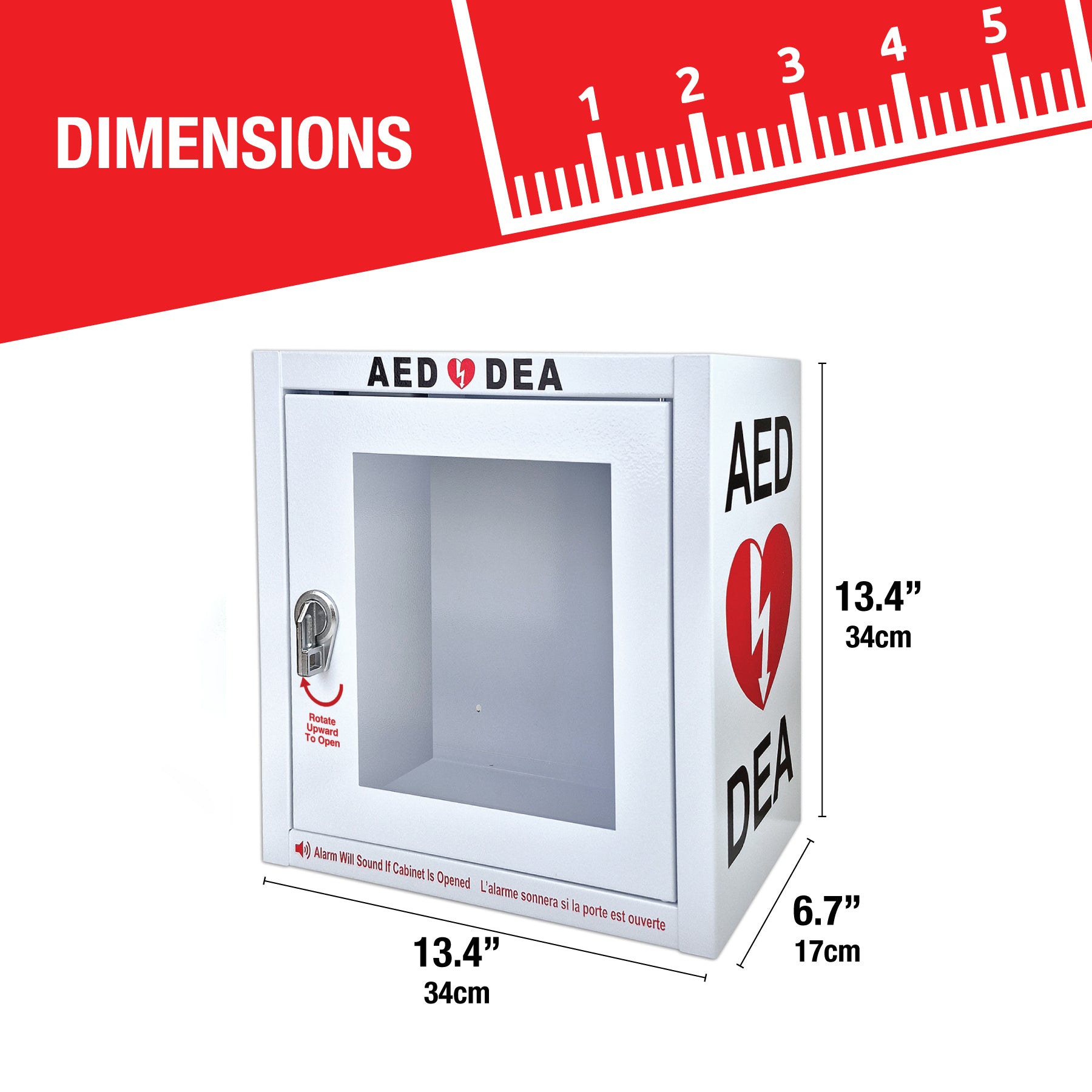 Armoire murale pour DEA – Montage en surface avec alarme de porte 90 dB