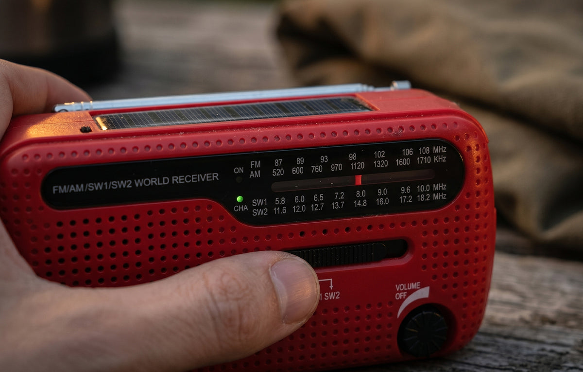 Crank/Solar Power Radio Flashlight with Siren 