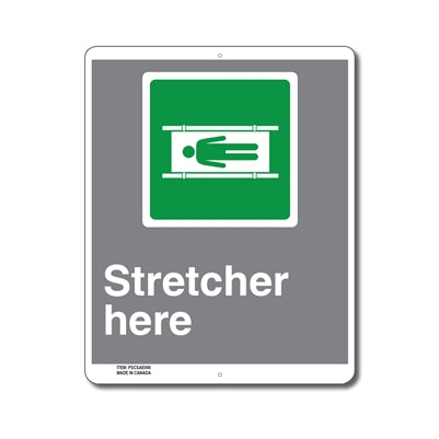 Emergency Stretcher Here - Enseigne - en Anglais