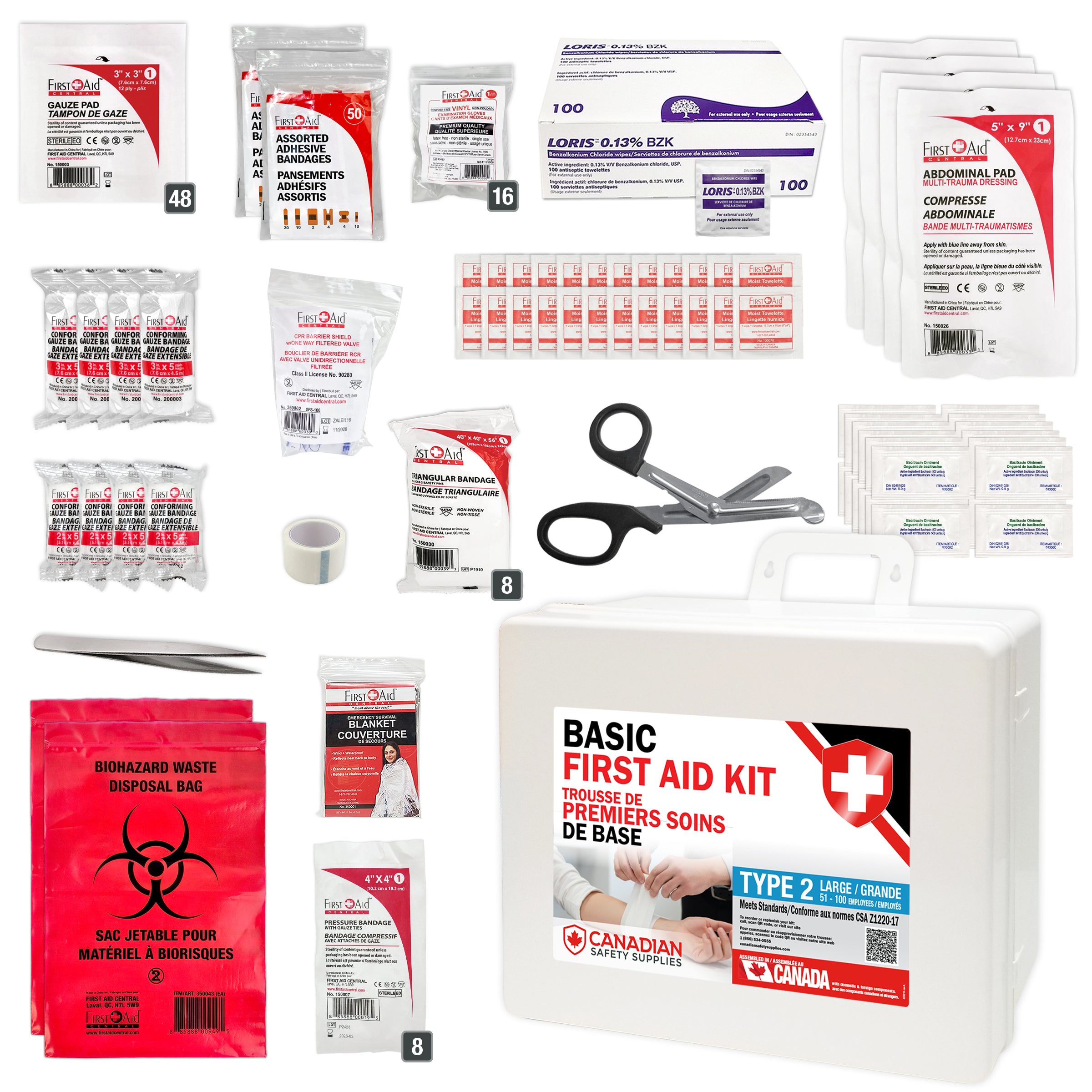 First Aid Kit Type 2 Basic, as per CSA Z1220-17 Standard - Large (51-100 Workers)