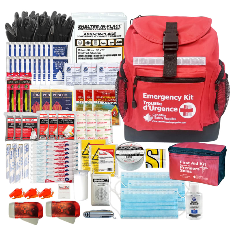 Trousse d'urgence pour 3 personnes, 72 heures, avec eau