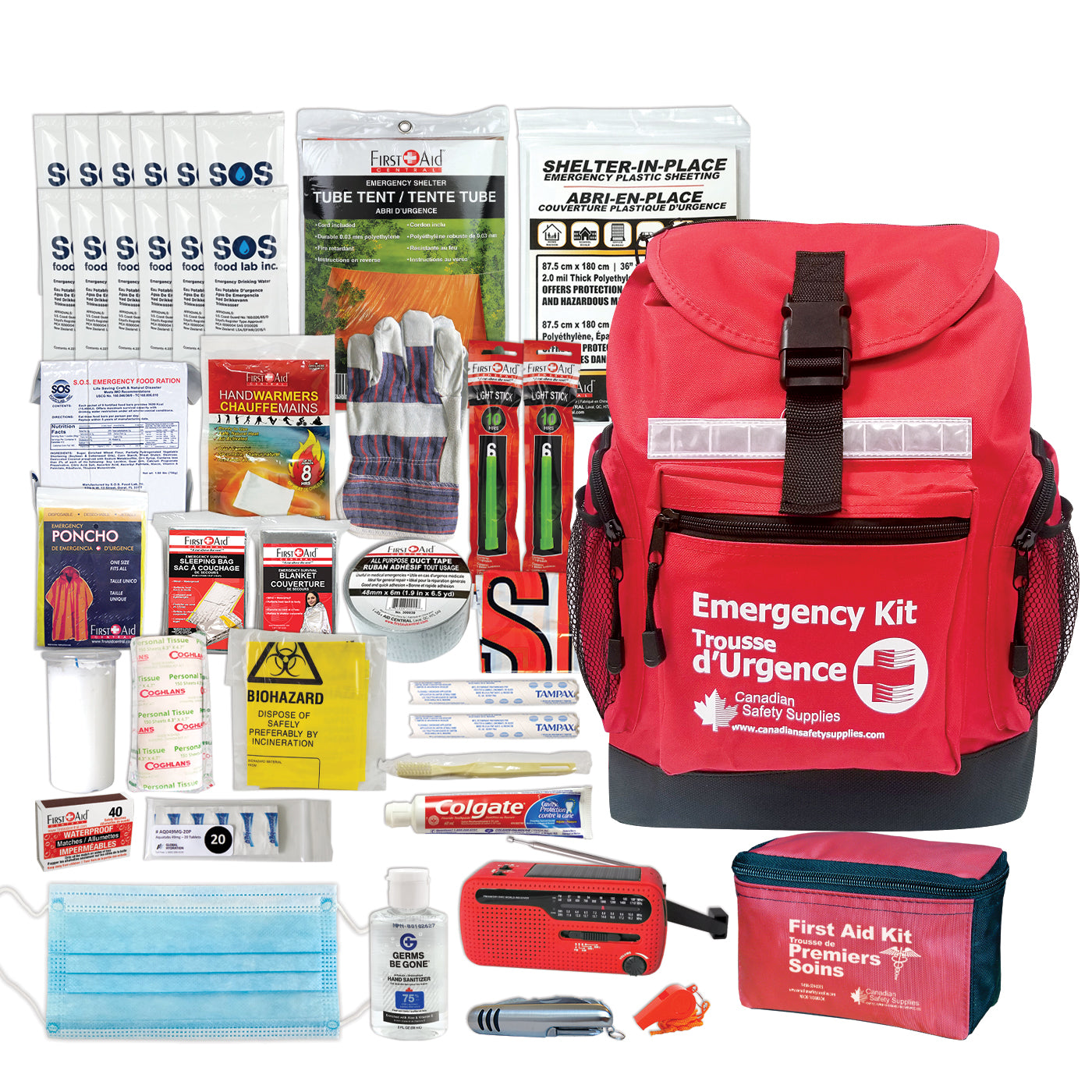 Deluxe 1 Person 72 Hour Emergency Survival Kit with Water