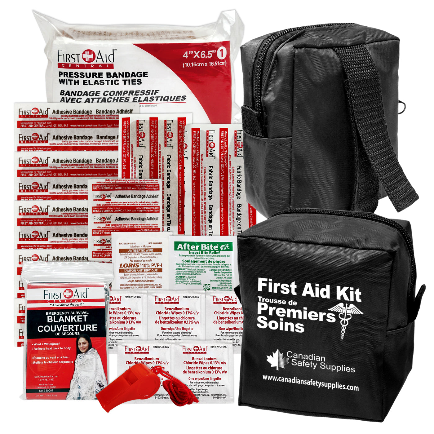 Outdoor First Aid Kit, Nylon Bag with velcro style Belt Loop