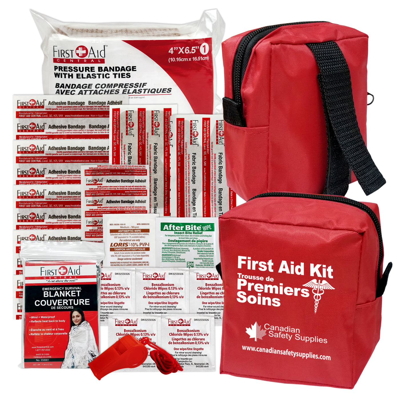 Outdoor First Aid Kit, Nylon Bag with velcro style Belt Loop