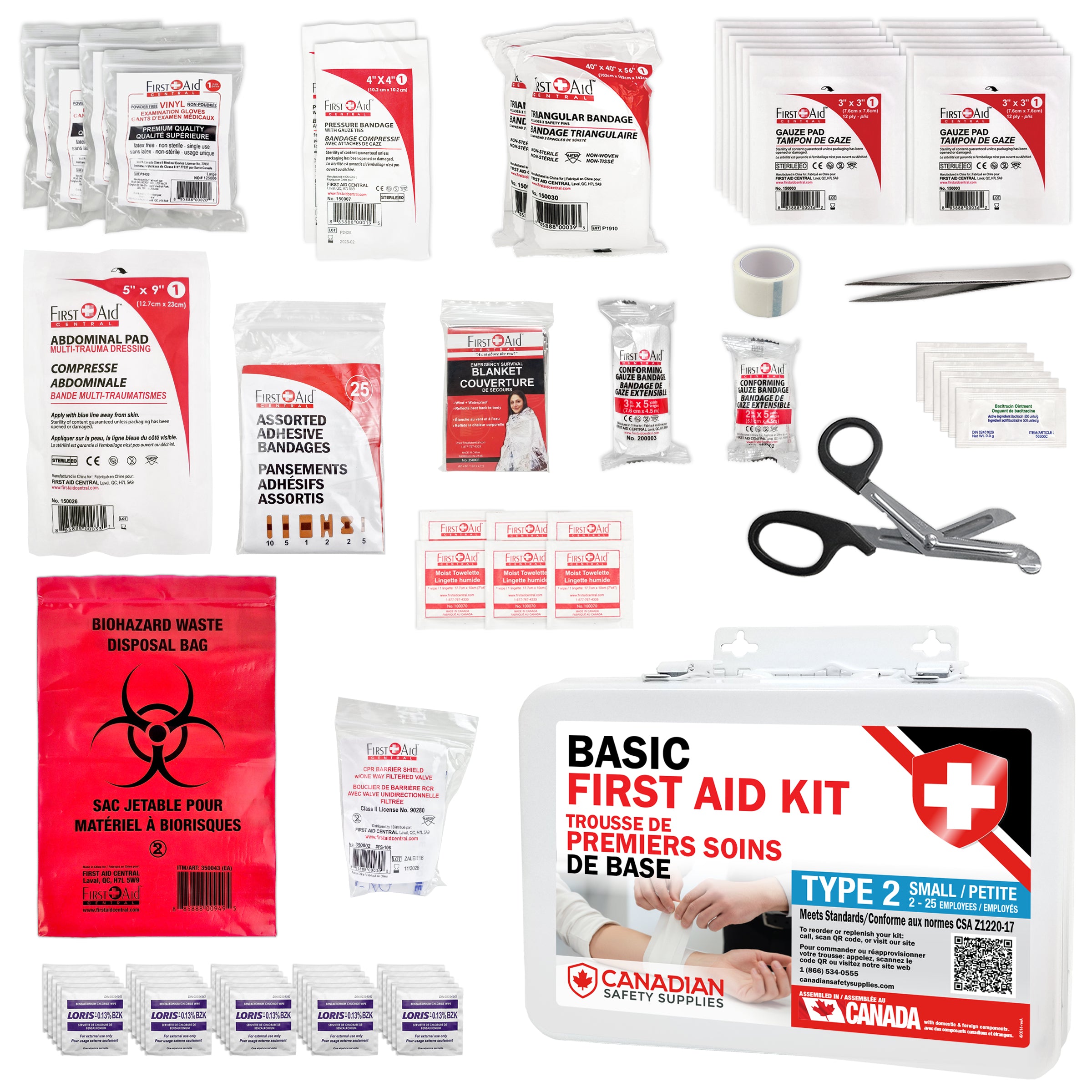 Trousse de premiers soins de base de type 2 et recharge – Petite (2 à 25 travailleurs)