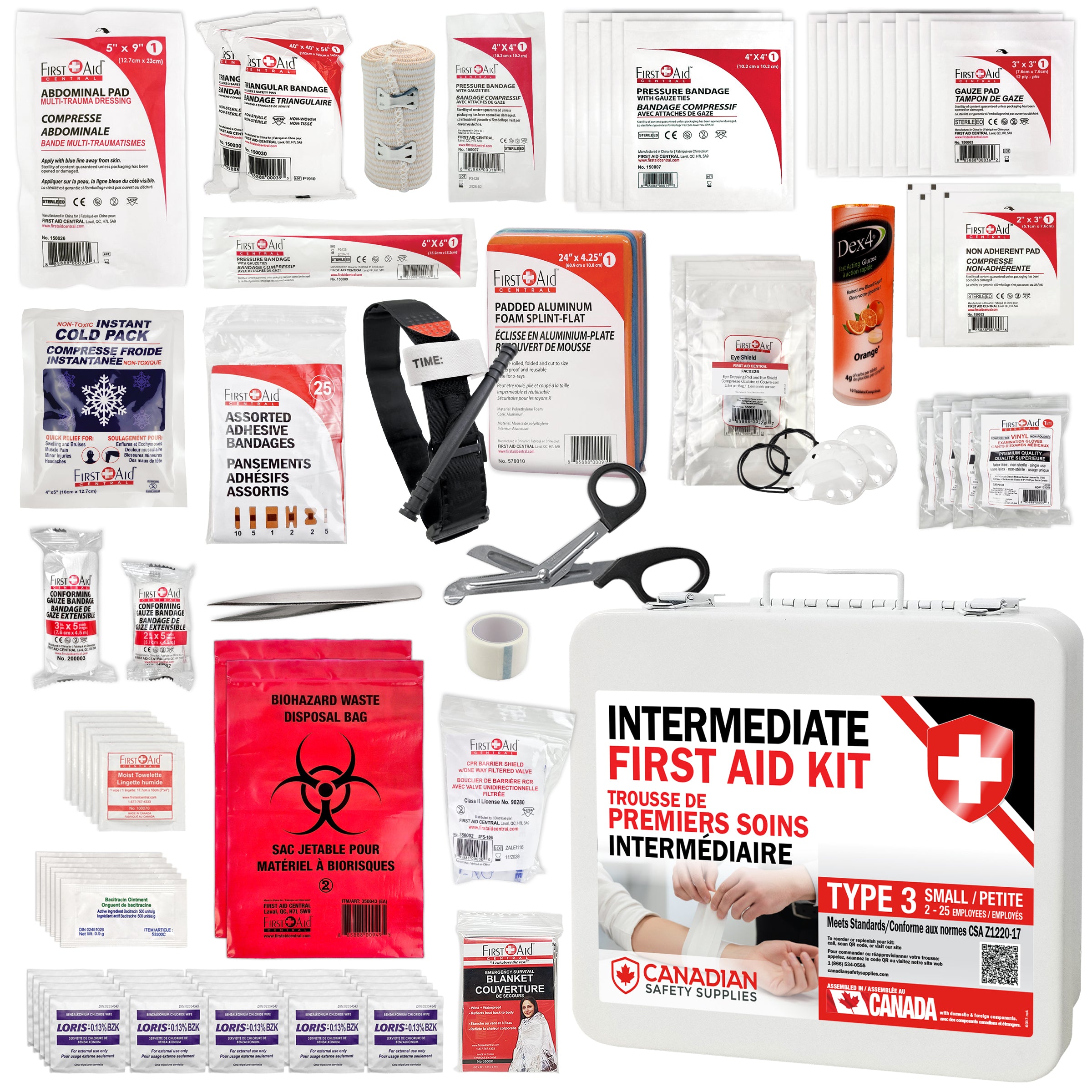Trousse de premiers soins intermédiaire de type 3 et recharge – Petite (2 à 25 travailleurs)