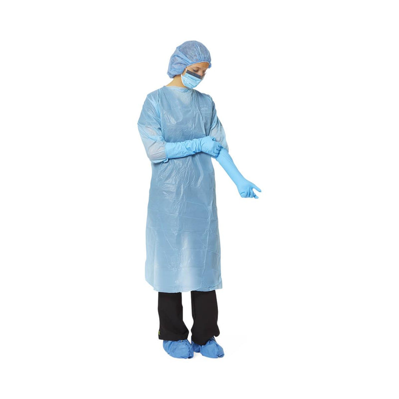 Polyethylene Gowns with Thumb Loop, Blue, Size Regular