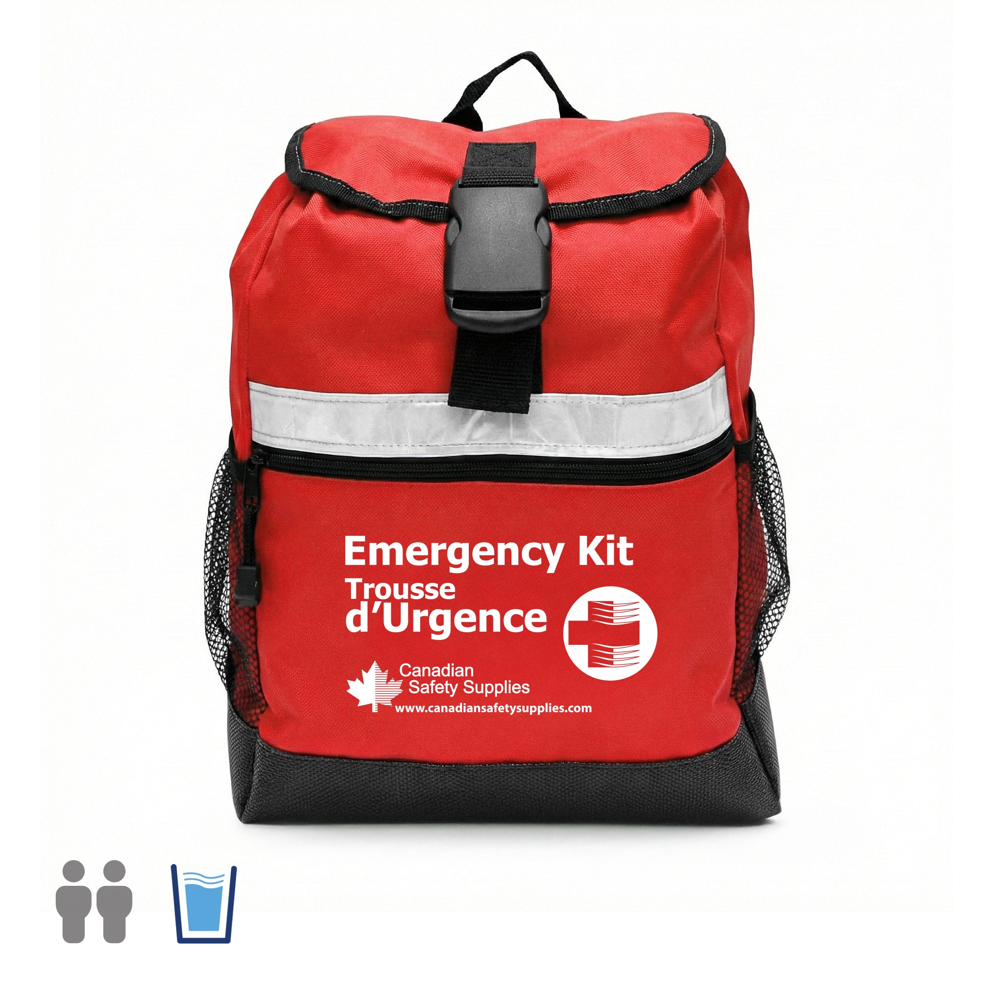 Trousse d'urgence pour 2 personnes, 72 heures, avec eau