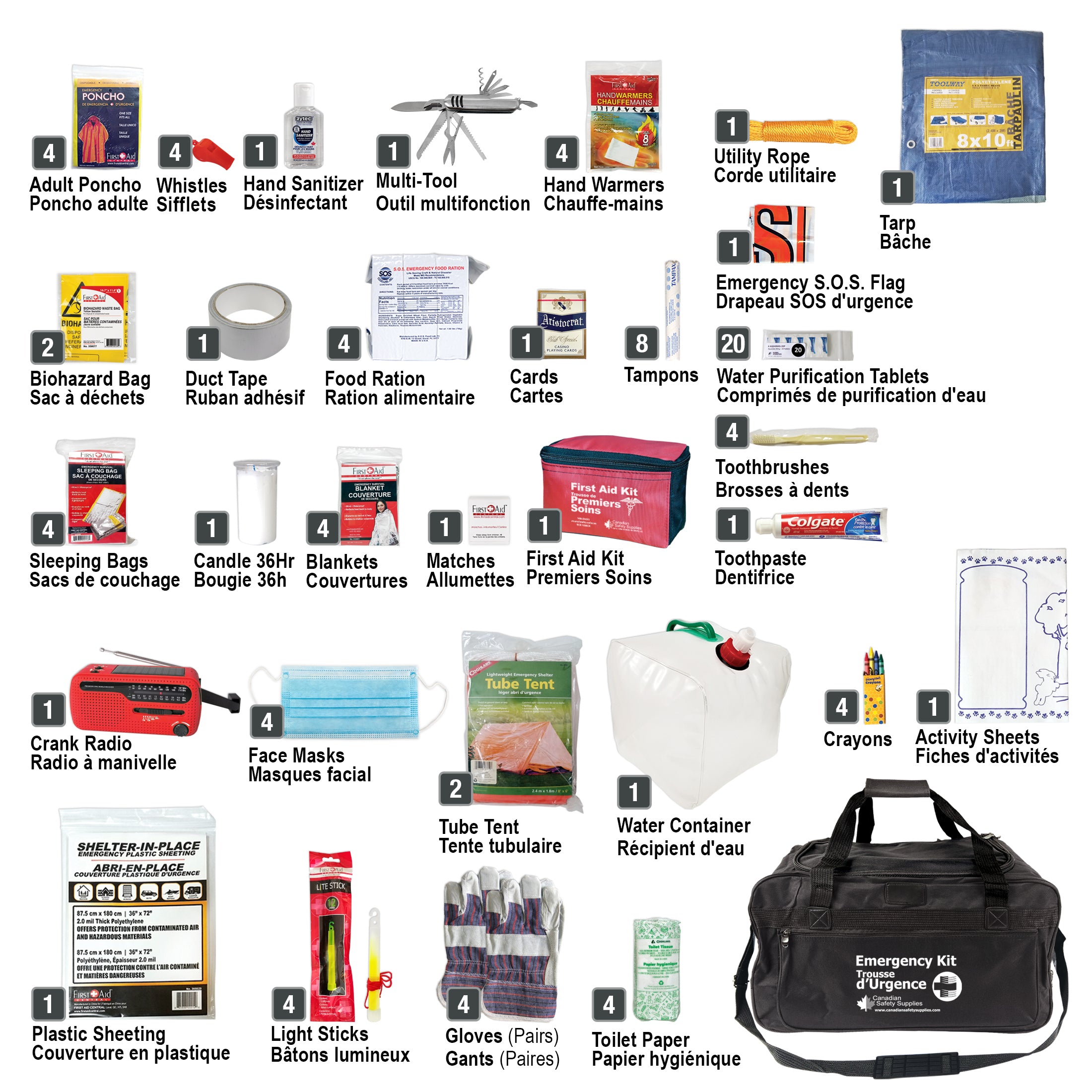 Deluxe 4 Person 72 Hour Emergency Survival Kit | Canadian Safety