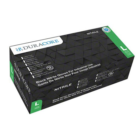 DURACORE, Nitrile Industrial Grade Gloves, Black 6mil, Large (Box of 100)