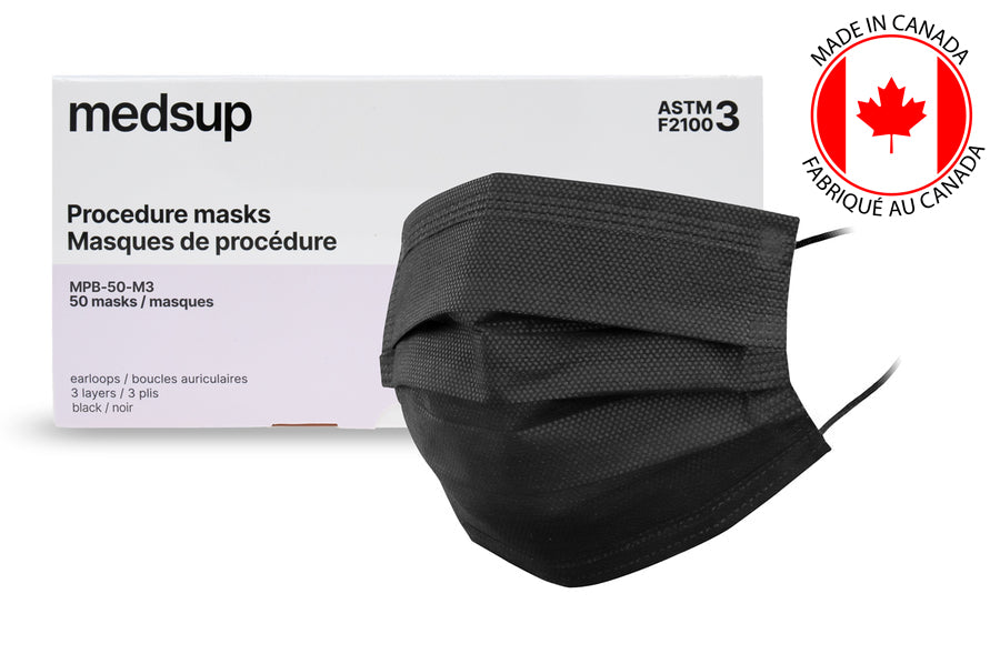 Black Medical Procedure Mask ASTM-F2100-20 Level 3