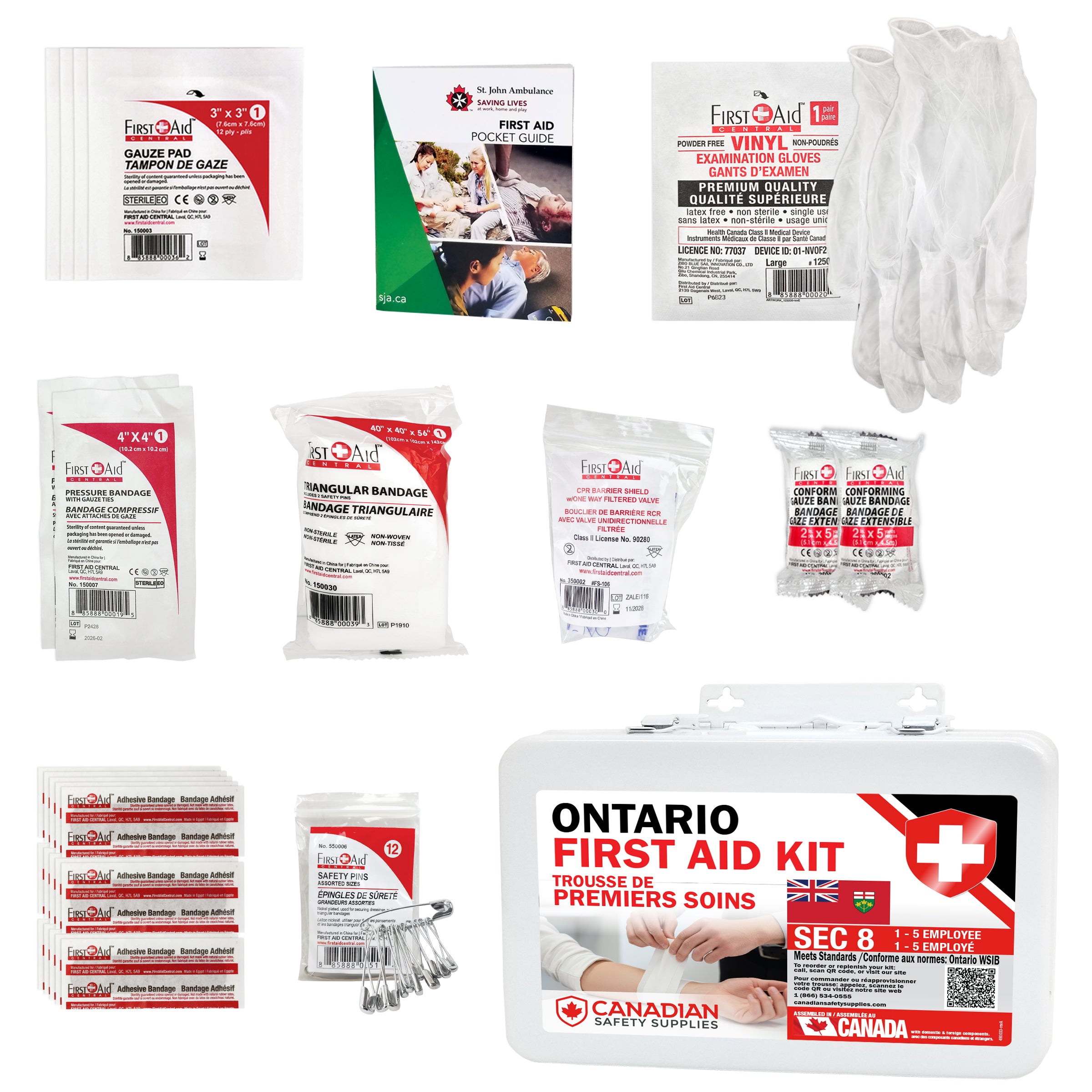 Trousse de premiers soins et recharge de la section 8 de l'Ontario - (1 à 5 employés)