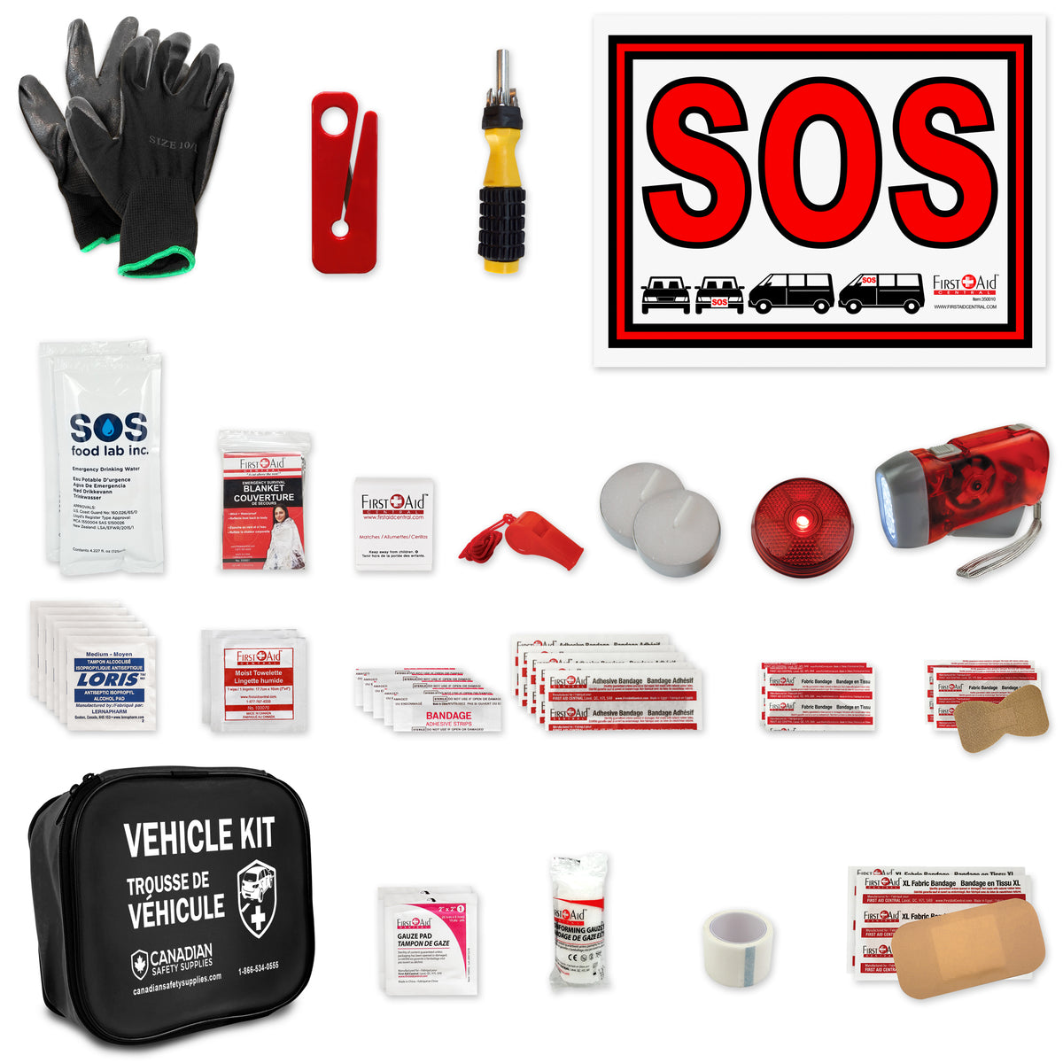 Basic Auto Emergency Kit Items Compact Emergency Auto Safety Kit for Cars | Canadian Safety Supplies