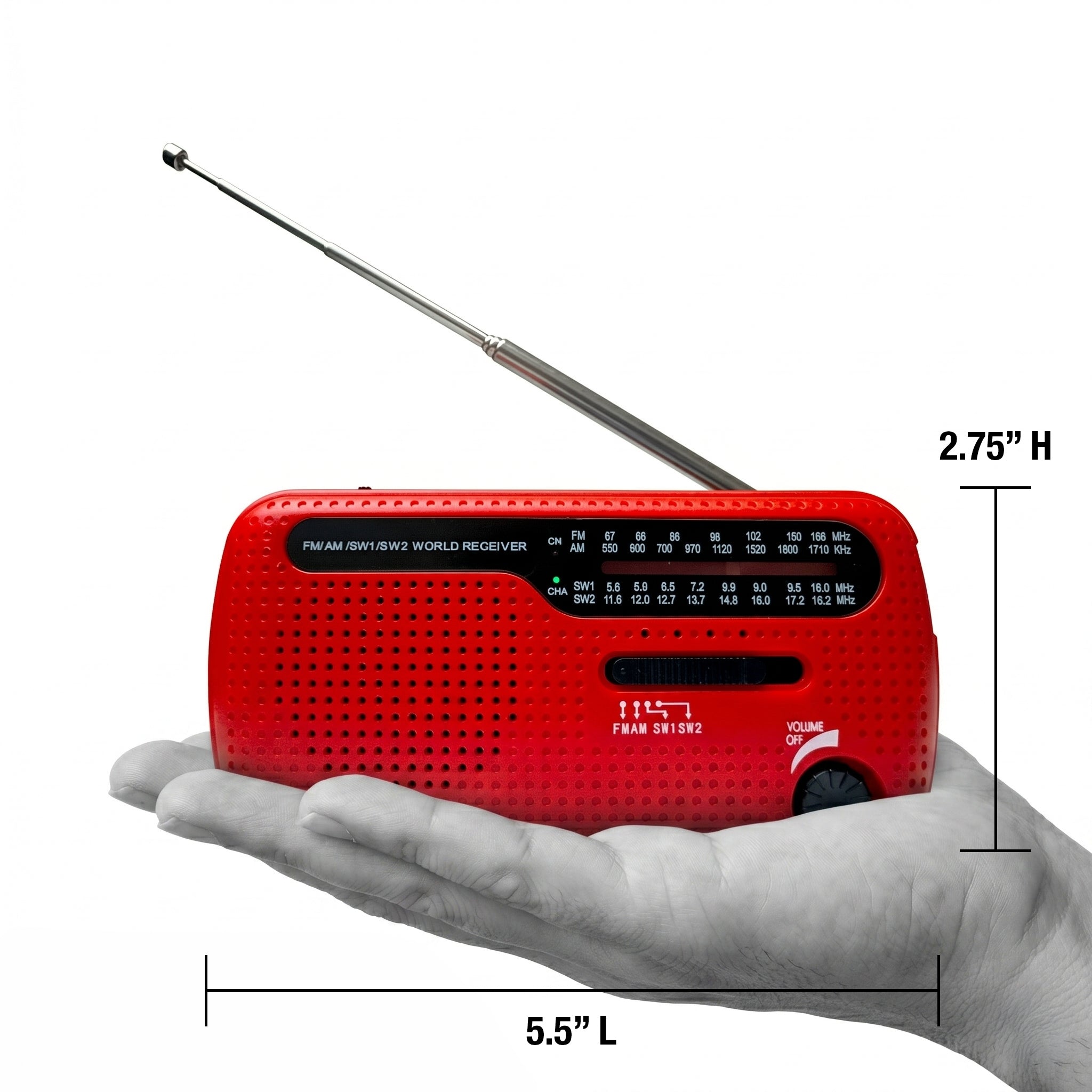Crank/Solar Power Radio Flashlight with Siren