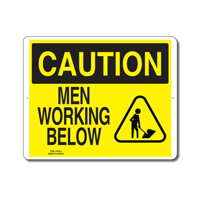 MEN WORKING BELOW - Enseigne Prudence - en Anglais