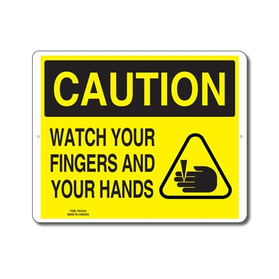 WATCH YOUR FINGERS AND YOUR HANDS - Enseigne Prudence - en Anglais