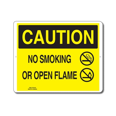 NO SMOKING OR OPEN FLAME - CAUTION SIGN
