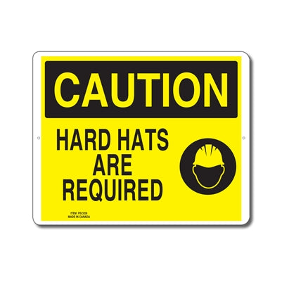 HARD HATS ARE REQUIRED - CAUTION SIGN