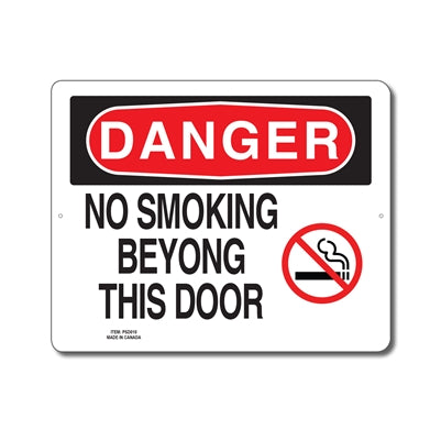 NO SMOKING BEYOND THIS DOOR - Enseigne Danger - en Anglais