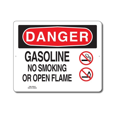 GASOLINE NO SMOKING OR OPEN FLAME - Enseigne Danger - en Anglais