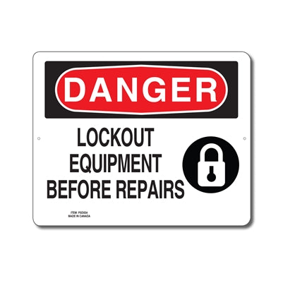 LOCKOUT EQUIPMENT BEFORE REPAIRS - DANGER SIGN