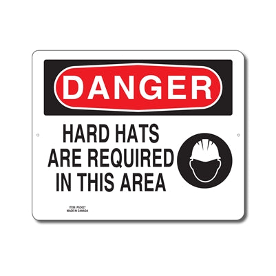 HARD HATS ARE REQUIRED IN THIS AREA - DANGER SIGN