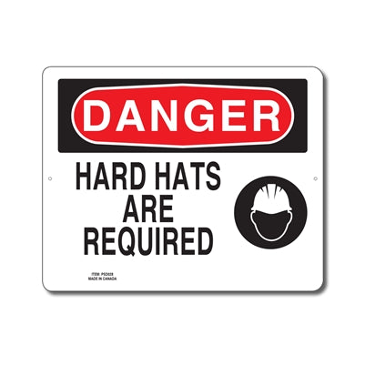 HARD HATS ARE REQUIRED - DANGER SIGN