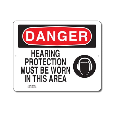 HEARING PROTECTION MUST BE WORN IN THIS AREA - Enseigne Danger - en Anglais