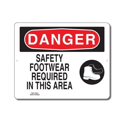SAFETY FOOTWEAR REQUIRED IN THIS AREA - DANGER SIGN