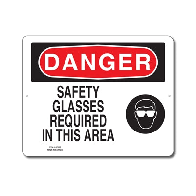 SAFETY GLASSES REQUIRED IN THIS AREA - DANGER SIGN