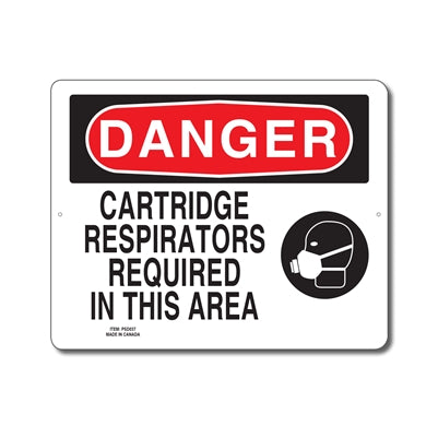 CARTRIDGE RESPIRATORS REQUIRED IN THIS AREA - DANGER SIGN