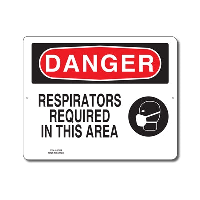 RESPIRATORS REQUIRED IN THIS AREA - DANGER SIGN