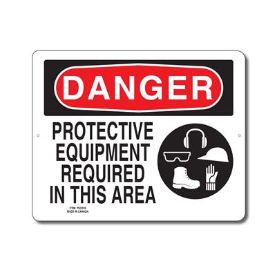 PROTECTIVE EQUIPMENT REQUIRED IN THIS AREA - DANGER SIGN