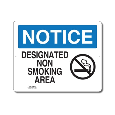 DESIGNATED NON SMOKING AREA - Enseigne D'avis - en Anglais