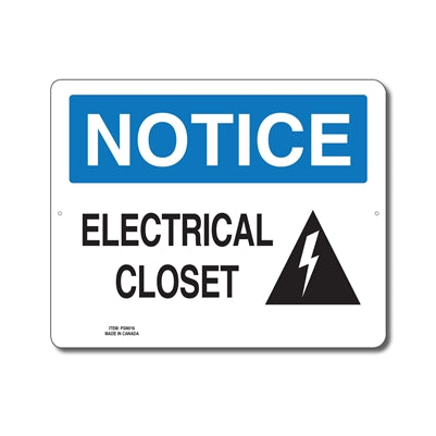 ELECTRICAL CLOSET - Enseigne D'avis - en Anglais