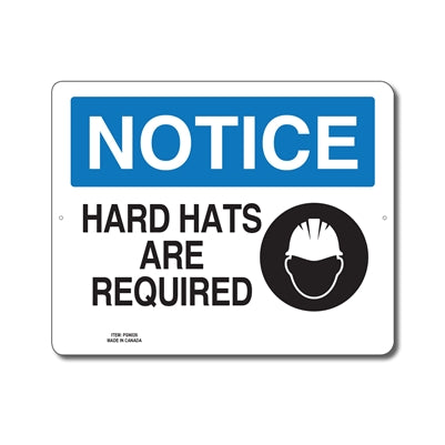 HARD HATS ARE REQUIRED - NOTICE SIGN